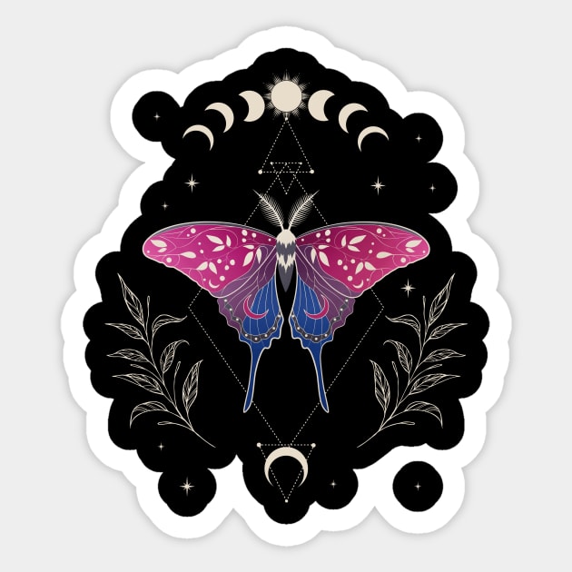 Bisexual Luna Moth Celestial Cottagecore LGBT Pride Flag Sticker by Psitta